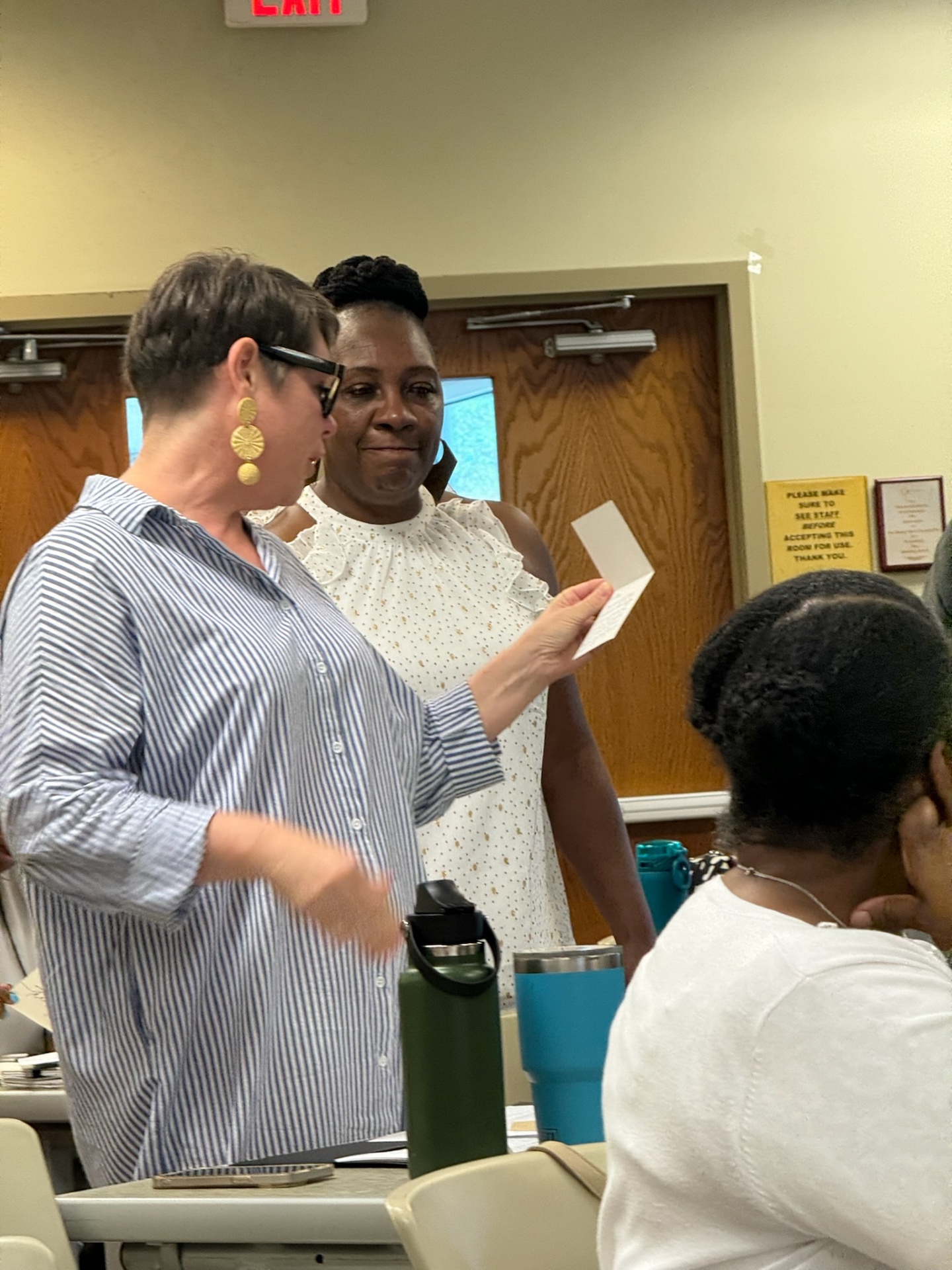 Darlene working with educators